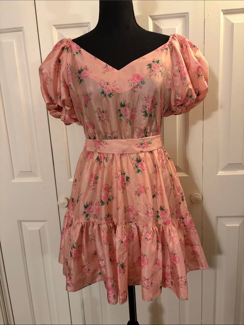 LoveShackFancy Pink Floral Mini Dress